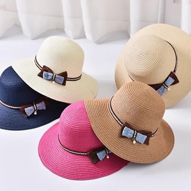 【米蘭精品】現貨+預購 草帽防曬遮陽漁夫帽(清新可愛蝴蝶結時尚女帽子母親節禮物5色73rp146)