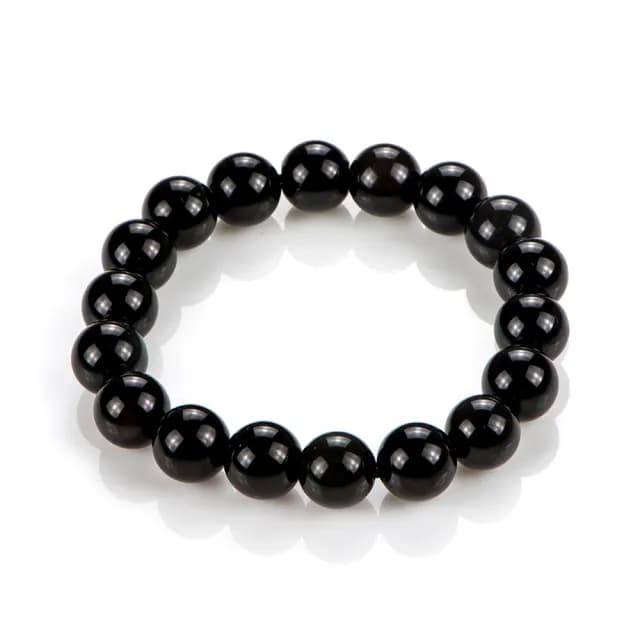 【馥瑰馨盛】避邪黑曜石手鍊l圓石防小人開運水晶(含開光加持)
