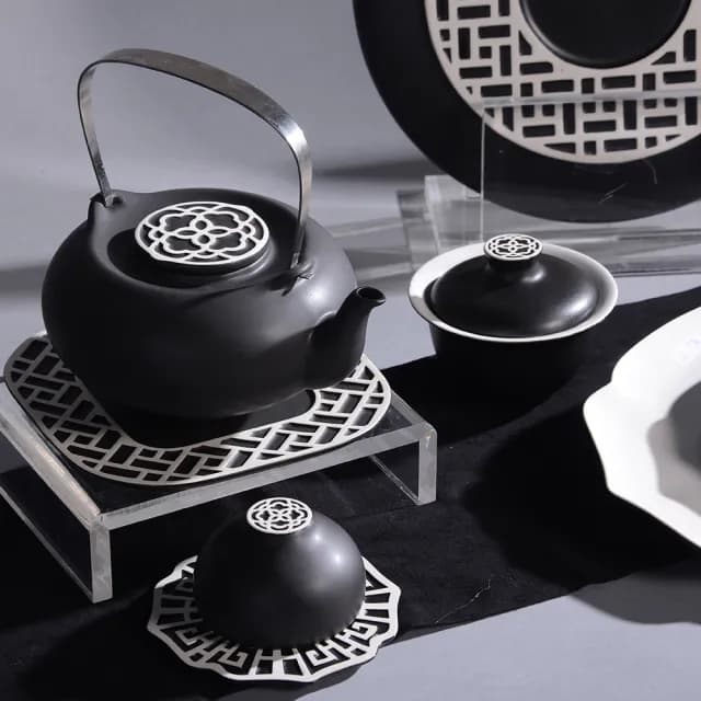 【TALES 神話言】墨玉系列-菱花茶壺(文創 禮品 禮物 收藏 風雅食具)