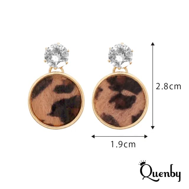 【Quenby】時尚秋冬豹紋閃鑽百搭毛絨耳環/耳針(耳針/飾品/配件) - momo購物網 - 好評推薦 -