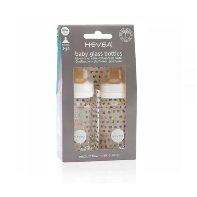 【丹麥Hevea】無毒硼矽玻璃奶瓶120ml（二入）(德國製原裝進口)