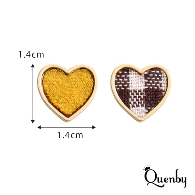 【Quenby】簡約百搭格子布少女心貼耳耳環/耳針-黃色(耳針/飾品/配件) - momo購物網 - 好評推薦 -