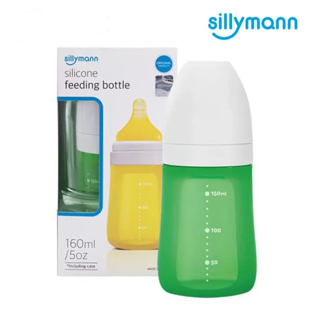 【韓國sillymann】100%鉑金矽膠奶瓶160ML(鉑金矽膠可進沸水、蒸氣紫外線消毒鍋消毒)