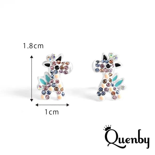 【Quenby】925純銀 彩鑽小馬偽少女心耳環/耳針(耳環/配件/交換禮物) - momo購物網 - 好評推薦 -