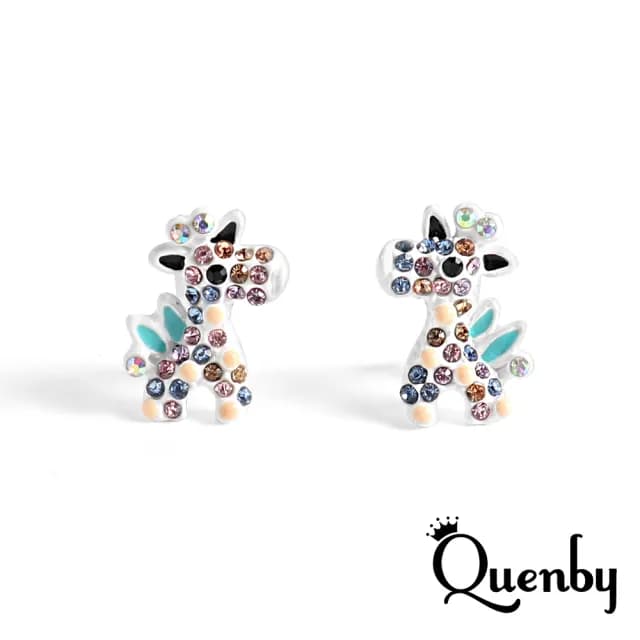 【Quenby】925純銀 彩鑽小馬偽少女心耳環/耳針(耳環/配件/交換禮物) - momo購物網 - 好評推薦 -