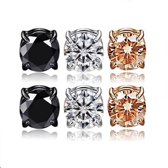 【I.Dear Jewelry】西德鋼-潮流鑽-韓版時尚個性四爪晶鑽無耳洞鈦鋼磁鐵耳夾(3色)