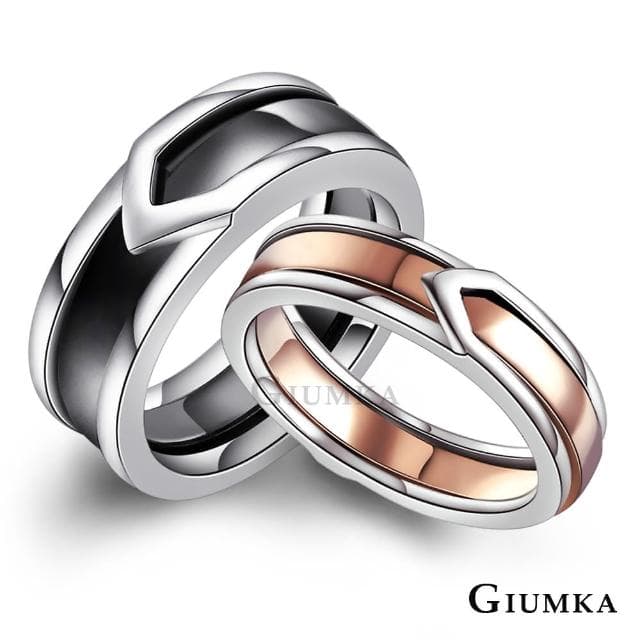 【GIUMKA】新年禮物．開運．情侶對戒(黑色/玫金色)