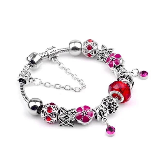 【米蘭精品】現貨+預購 串珠手鍊(水晶珠小花點綴歐美時尚母親節情人節生日聖誕節交換禮物女飾品71o11)