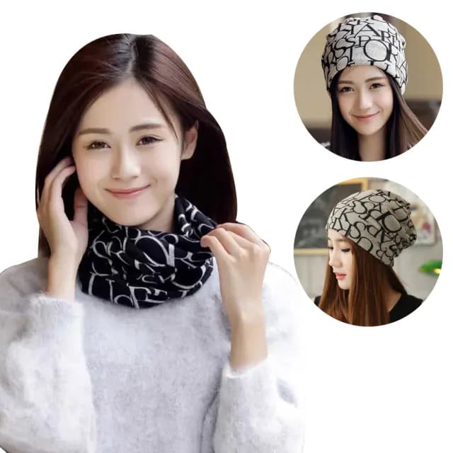【幸福揚邑】造型頭巾套頭帽防塵口罩面罩保暖圍脖圍巾-英文款(三色可選)