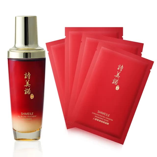 【詩美諾】人蔘靈芝全能精華乳+面膜超值優惠組(全能精華乳100ml+面膜28ml*4片)