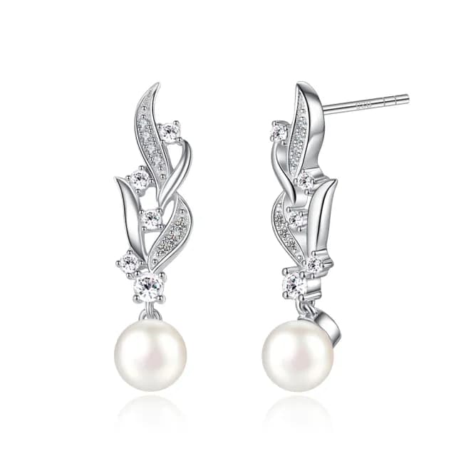 【KATROY】天然珍珠 925純 圓潤珍珠 6.0-6.5 mm 白珍珠 耳針式耳環 母親節禮物 FG6213(銀色款)