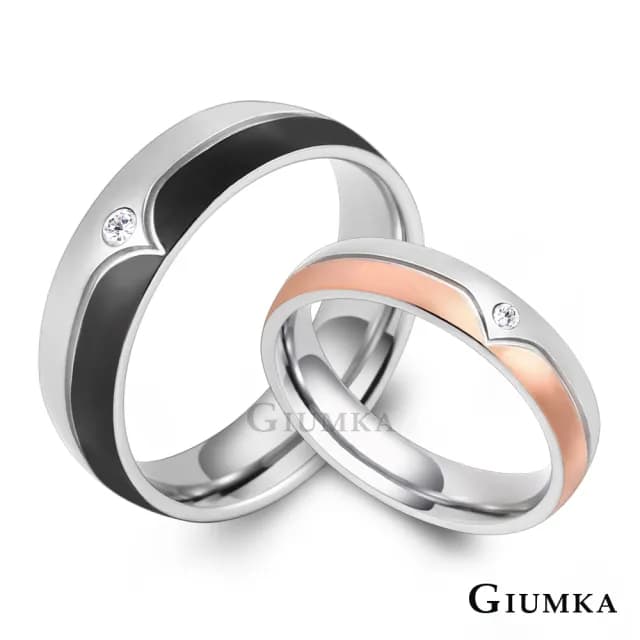 【GIUMKA】情侶對戒．甜蜜負擔．情人節禮物(黑/玫金)