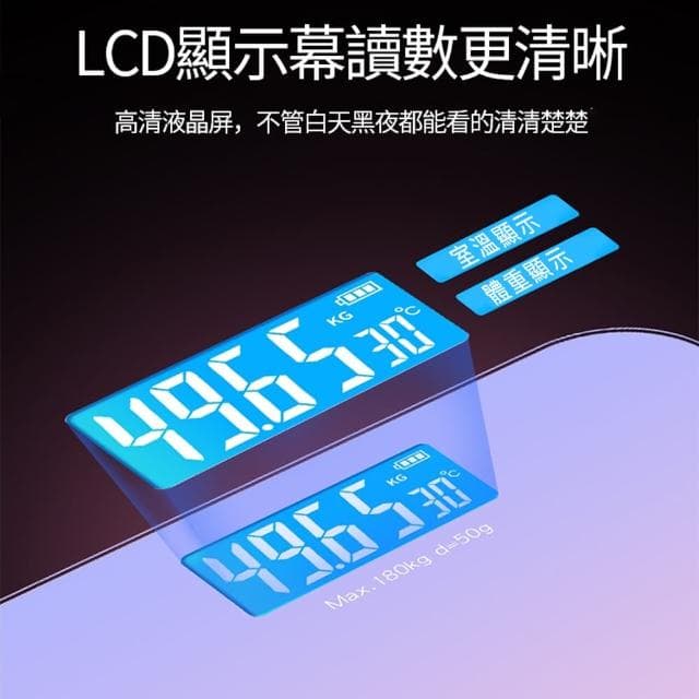 【LOT】智能漸層家用電子秤 馬卡龍色鋼化玻璃體重機 液晶螢幕體重秤 成人體重計(贈兩節電池 母親節禮物)