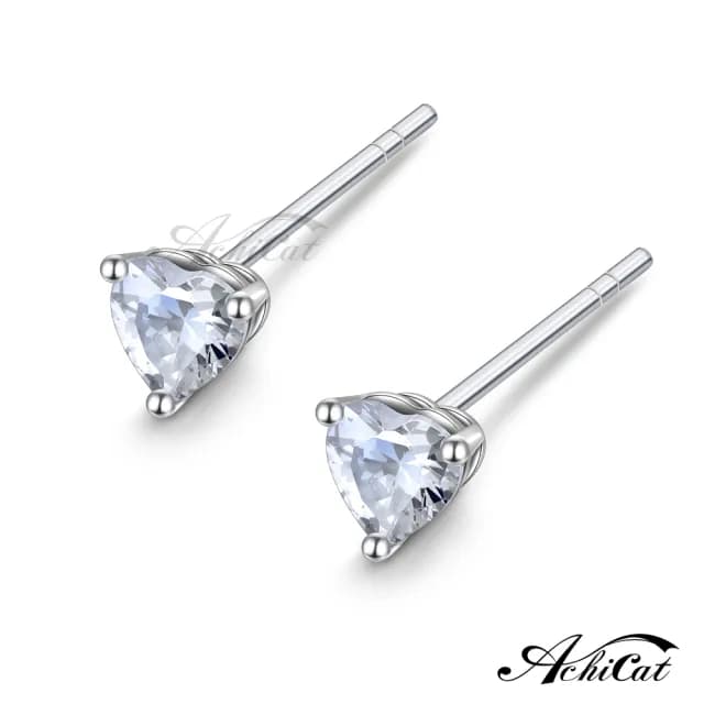 【AchiCat】純銀耳環．耳針式．愛心(送閨蜜．白色情人節禮物．3MM/4MM)