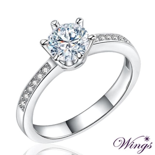 【WINGS】純銀戒指 甜蜜告白 八心八箭方晶鋯石 擬真鑽戒(送禮 飾品 母親節 母親節禮物 禮盒 輕奢 質感)