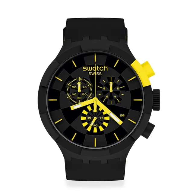 【SWATCH】CHECKPOINT YELLOW 大錶面手錶/男錶/女錶/瑞士製造 SB02B403(47mm)