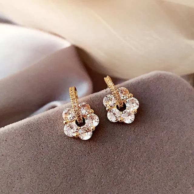 【Oni 歐妮】碎鑽小花 耳針穿式耳環耳釘耳骨環 耳飾925銀針