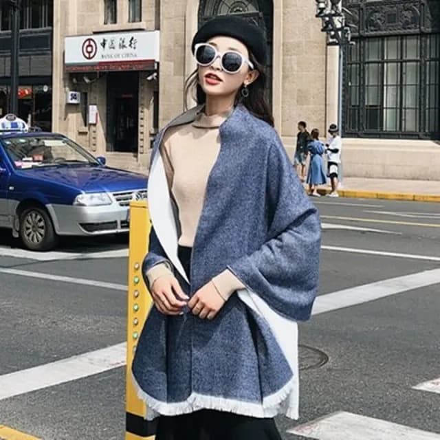 【米蘭精品】現貨+預購 圍巾仿羊絨披肩(雙面純色時尚百搭女配件情人節生日聖誕節交換禮物73ub17)