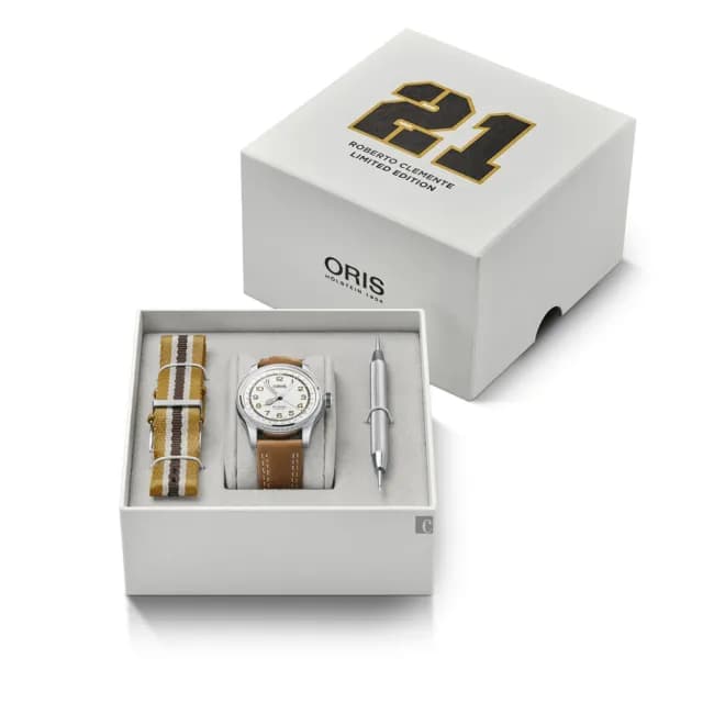 【ORIS 豪利時】棒球傳奇 羅伯托·克萊門特 Roberto Clemente限量腕錶 禮物 送禮 推薦(0175477414081-Set)