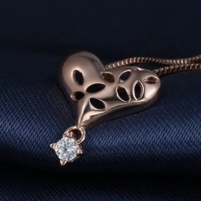 【米蘭精品】現貨+預購 玫瑰金純銀項鍊鑲鑽吊墜(韓版愛心獨特大方母親節情人節生日聖誕節禮物女飾品73fy65)