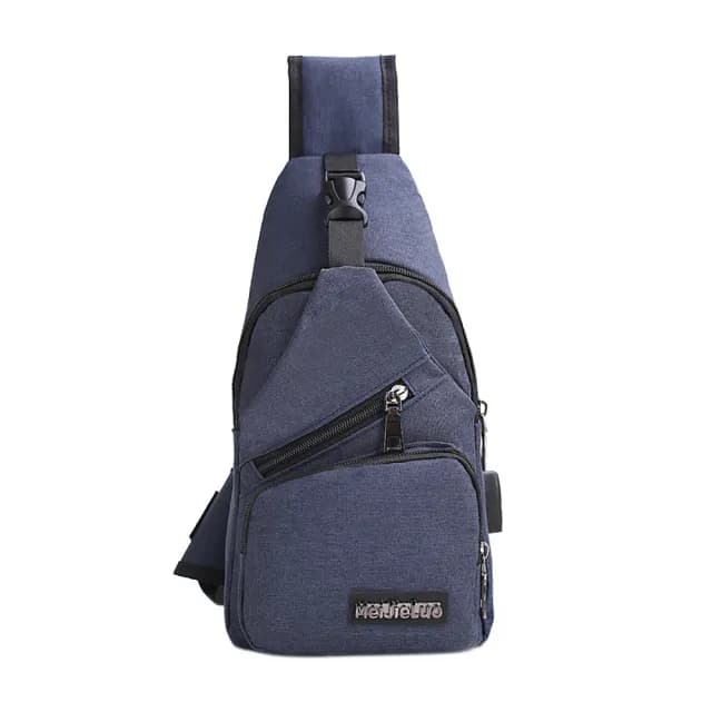 【豪麥源】雙11 情人節禮物 USB胸包(1111附USB線 韓系休閒男士側背包 男用斜背包 旅行充電接口單肩包 防