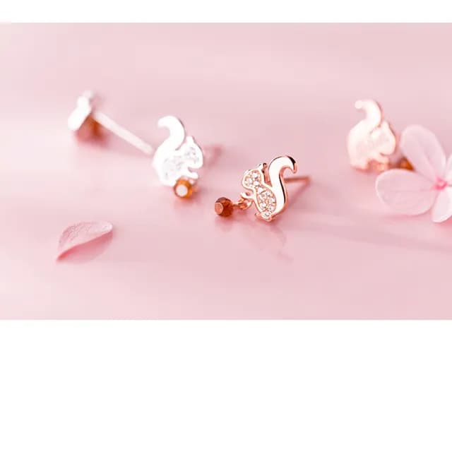 【HaNA 梨花】韓國森林的小松鼠在做什麼呢．925銀針耳環(針式耳環 耳飾 耳圈 耳釘 耳扣)