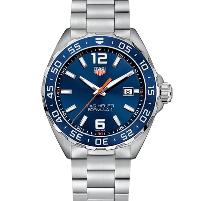【TAG HEUER 豪雅】F1大三針石英藍面鍊帶款x43mm(WAZ1010.BA0842)