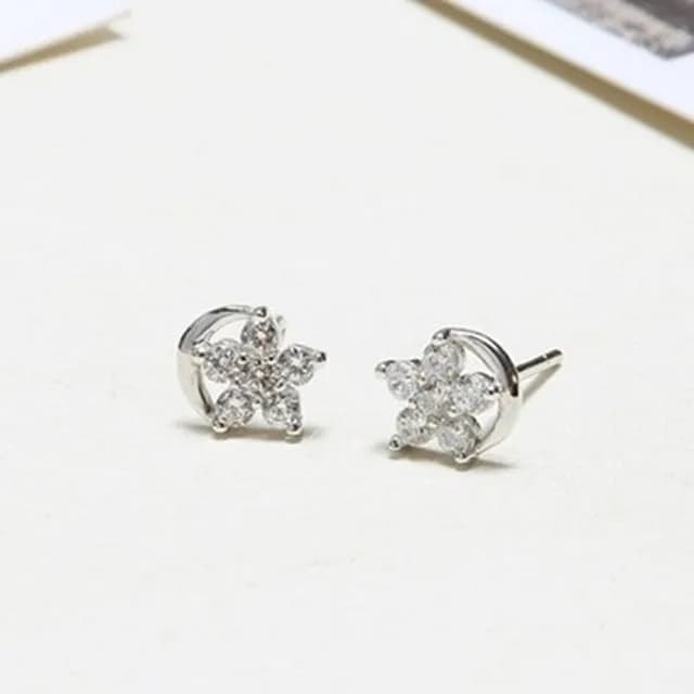 【米蘭精品】現貨+預購 925純銀耳環鑲鑽耳飾(時尚百搭梅花造型情人節生日聖誕節交換禮物女飾品73dy23)
