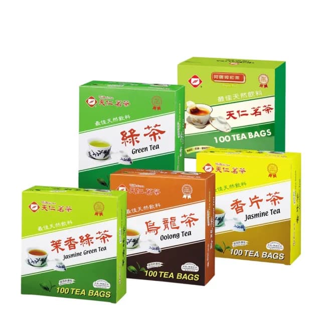 【天仁茗茶】鋁箔防潮包茶包2gx100包任選4件組(綠茶/烏龍茶/阿薩姆紅茶/茉莉綠茶/香片茶)