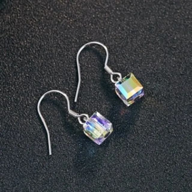 【米蘭精品】現貨+預購 925純銀耳環耳飾(魔方水晶造型情人節生日聖誕節交換禮物女飾品73dy62)