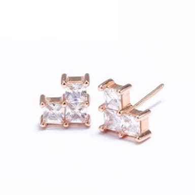 【米蘭精品】現貨+預購 925純銀鑲鑽玫瑰金耳飾(創意百搭造型情人節生日聖誕節交換禮物女飾品73dy57)