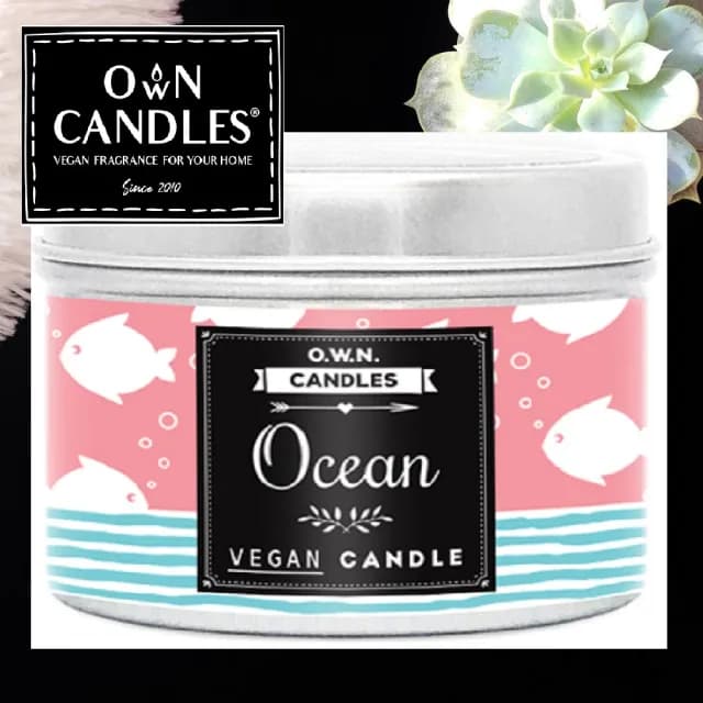 【O.W.N. 對環境友善的蠟燭】旅行蠟燭 Ocean 海洋 90G(精油、香氛蠟燭、玫瑰)