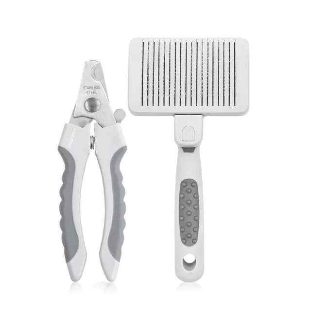 【URBANER 奧本】寵物伸縮清毛針梳(小)CT-31+安全指甲剪CT-21(寵物針梳/寵物梳子/指甲剪)