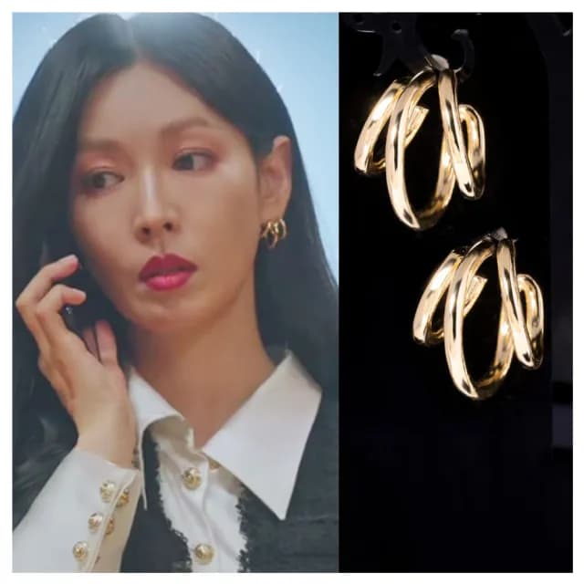 【HaNA 梨花】頂樓金素妍千瑞真三圈時髦耳環Penthouse(針式 耳環 耳飾 耳圈 耳釘)