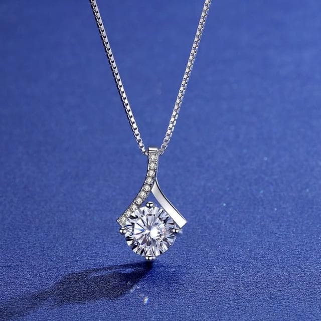 【米蘭精品】現貨+預購 莫桑鑽項鍊925純銀吊墜(2克拉人字鑲鑽百搭聖誕節情人節生日交換禮物女飾品73yk15)