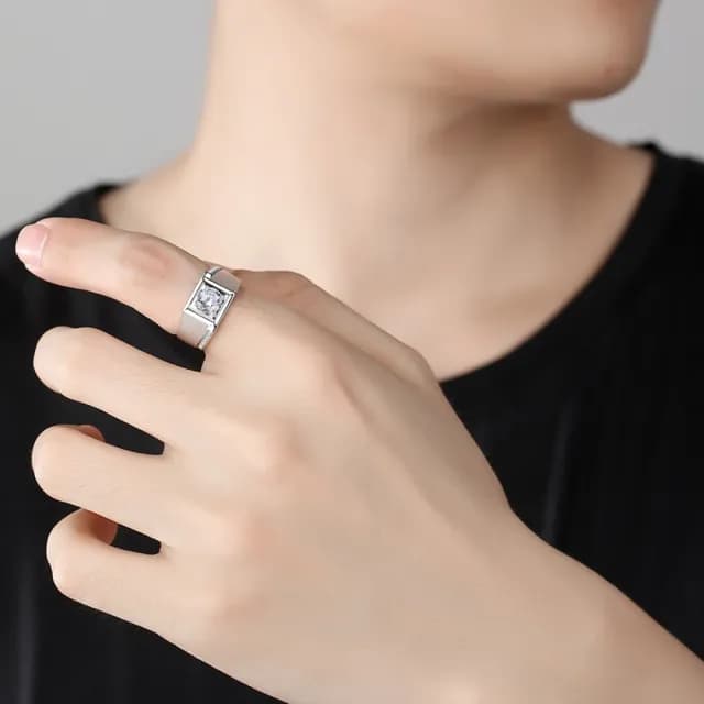 【米蘭精品】現貨+預購 莫桑鑽戒指925純銀(1克拉8心8箭微鑲噴砂聖誕節情人節生日交換禮物男飾品73yk67)