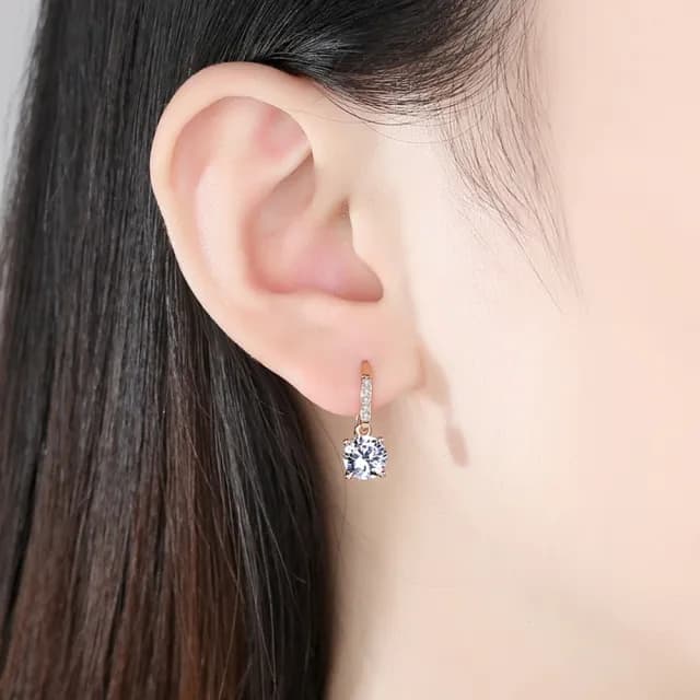 【米蘭精品】現貨+預購 莫桑鑽耳環玫瑰金純銀耳扣(2克拉四爪微鑲聖誕節情人節生日交換禮物女飾品73yk70)