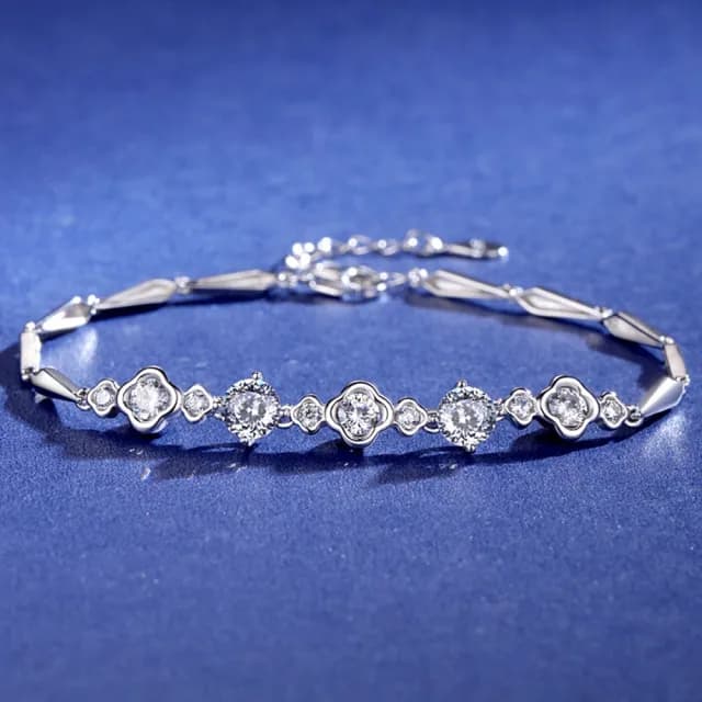 【米蘭精品】現貨+預購 莫桑鑽手鍊925純銀銀飾(0.5ct四葉草輕奢時尚情人節生日禮物女飾品73yk77)
