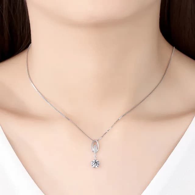 【米蘭精品】現貨+預購 莫桑鑽項鍊925純銀吊墜(1ct微鑲排鑽聖誕節情人節生日交換禮物女飾品2色73yk81)