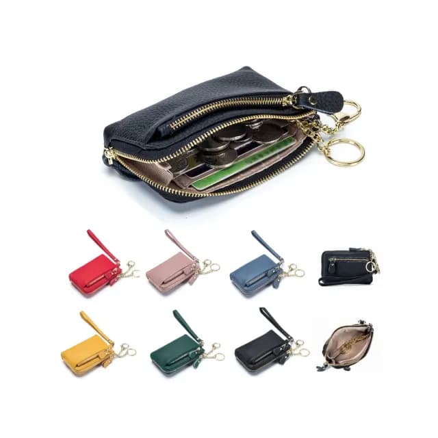 【玩皮工坊】真皮頭層牛皮雙拉鍊隨身零錢包 LH803 女夾(真皮包包 六色可選)