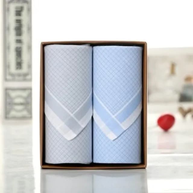 【米蘭精品】現貨+預購 手帕禮盒純棉方巾兩件套(簡約格紋商務時尚情人節生日聖誕節交換禮物男配件3款73gd3)