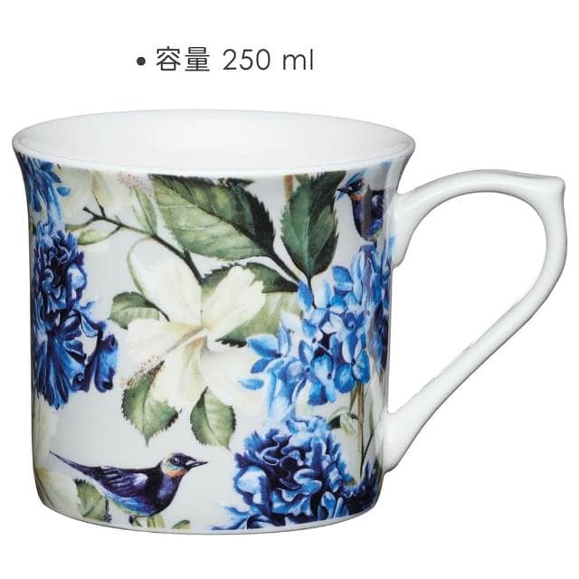【KitchenCraft】骨瓷馬克杯 花叢藍鵲250ml  / 水杯 茶杯 咖啡杯 母親節禮物