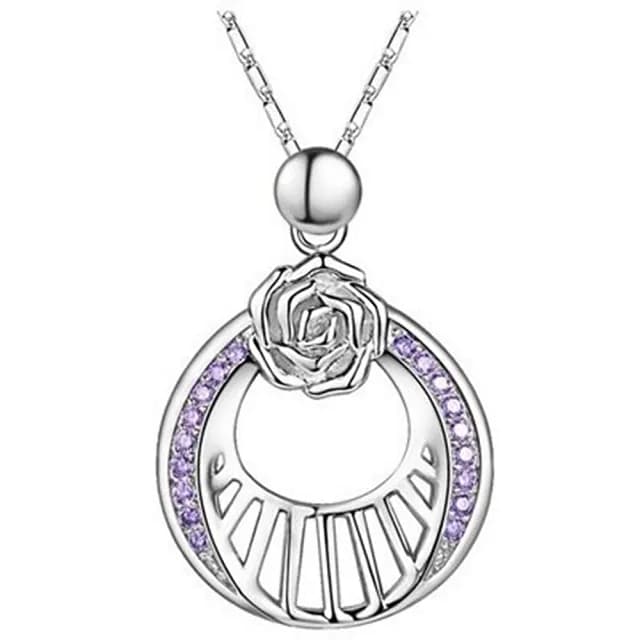 【米蘭精品】現貨+預購 鍍白金項鍊鑲鑽吊墜(玫瑰花造型情人節生日聖誕節交換禮物女飾品2色73cy79)