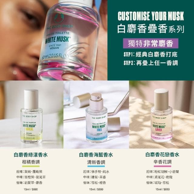 【THE BODY SHOP 美體小舖】白麝香EDT香水(60ML/淡香水)