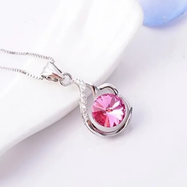 【米蘭精品】現貨+預購 925純銀項鍊水晶吊墜(時尚亮麗簡約獨特情人節生日聖誕節交換禮物女飾品3色73fx3)
