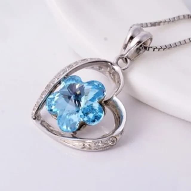 【米蘭精品】現貨+預購 925純銀項鍊水晶吊墜(時尚精緻百搭愛心情人節生日聖誕節交換禮物女飾品2色73fx1)