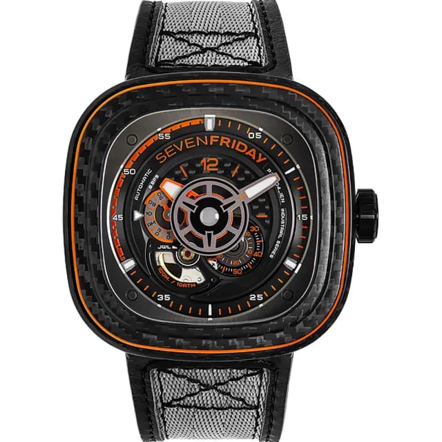 【SEVENFRIDAY】橘色碳纖維限時發行版機械錶 送禮 禮物 推薦(P3C/09)