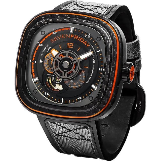 【SEVENFRIDAY】橘色碳纖維限時發行版機械錶 送禮 禮物 推薦(P3C/09)