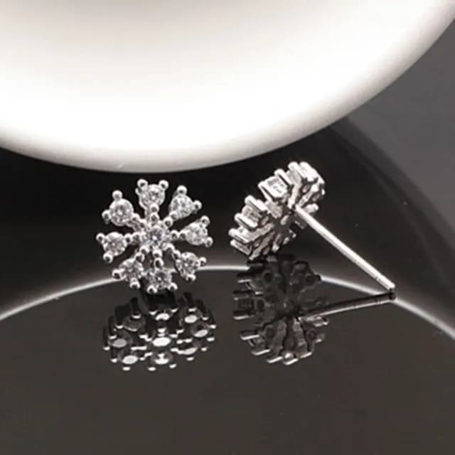 【米蘭精品】現貨+預購 925純銀耳環鑲鑽耳飾(簡潔亮眼雪花設計情人節生日聖誕節交換禮物女飾品73dm37)