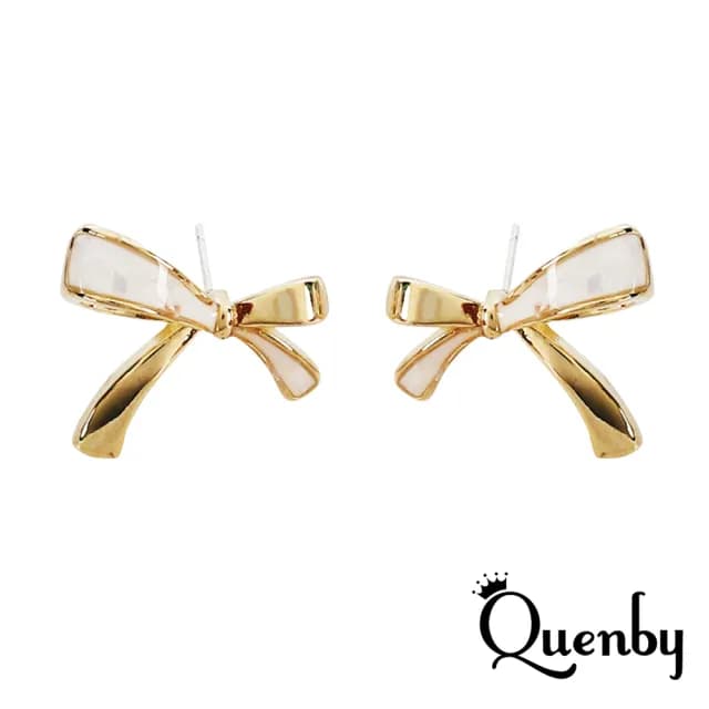【Quenby】韓國同步微法式風金屬蝴蝶結耳環/耳針(耳針/飾品/配件) - momo購物網 - 好評推薦 -